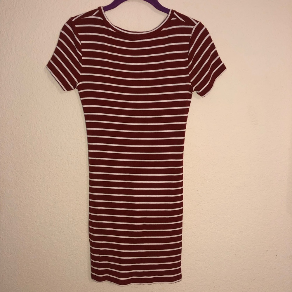 Striped dark orange & cream dress